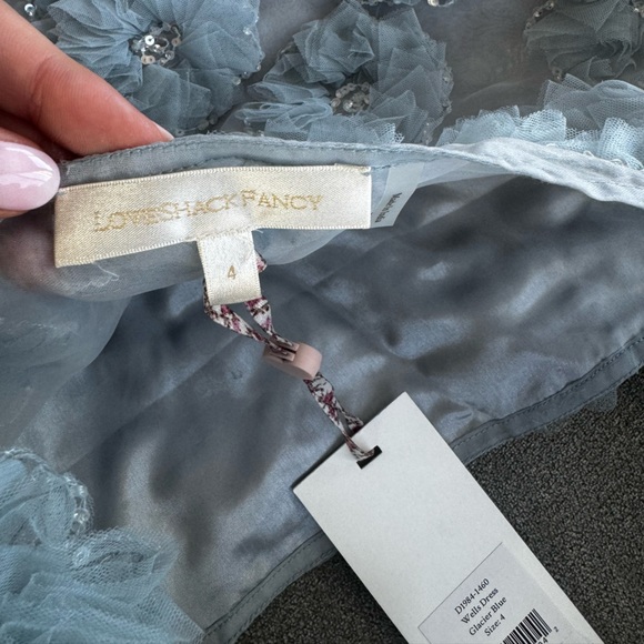 NWT LOVESHACKFANCY Wells appliquéd organza mini dress in blue size 4 - Picture 10 of 12